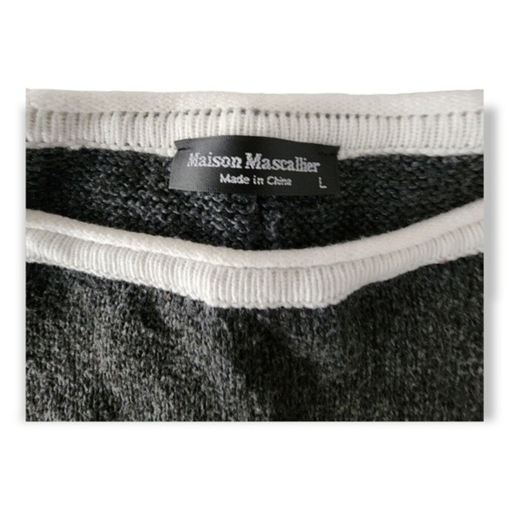 Maison Mascallier Sweater Fringe Trim on Back Grey White Size L - Picture 6 of 9